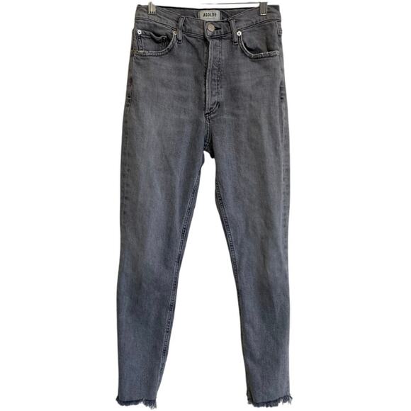 AGOLDE Nico High-Rise Skinny Jeans Washed Gray Black 25 Excellent Condition - Picture 7 of 15